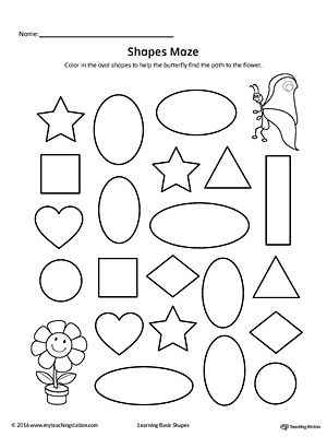 Oval Shape Maze Printable Worksheet Worksheet.Practice recognizing the Oval geometric shape by completing the maze in this printable worksheet. Maze Printable, Kids Shapes, Color Worksheet, Shape Worksheets For Preschool, Shapes Worksheet Kindergarten, Shape Tracing Worksheets, Shapes Kindergarten, Maze Worksheet, Printable Mazes