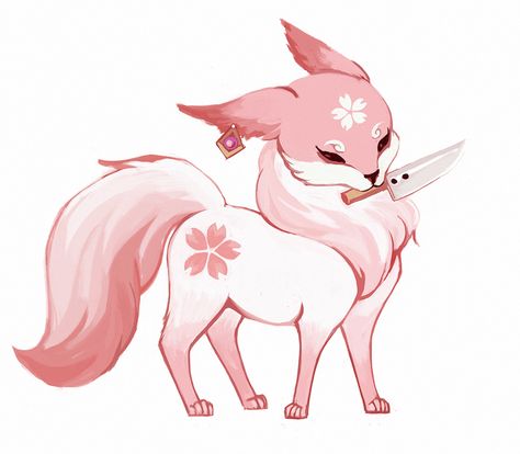 Kitsune Gif, Yae Miko Gif, Pink Kitsune, Art Pfps, Fox And Bunny, Fox Gif, Genshin Pfps, Paw Art, Wolf Hybrid