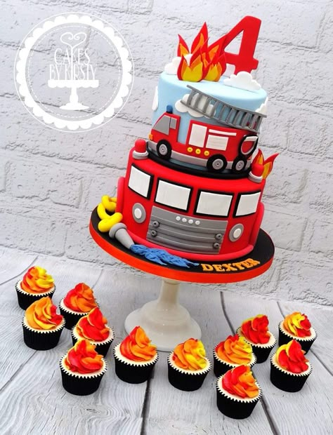 Firefighter Birthday Cakes, Fire Engine Cake, Fireman Sam Cake, Fire Fighter Cake, Fire Engine Birthday, Fireman Cake, Firetruck Cake, Toddler Birthday Cakes, Truck Birthday Cakes