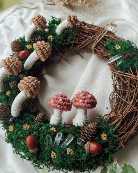 Hello April! ☀️🌷 It's mushroom season all year round here at Nature's Inspired Macrame HQ, so go check out what's currently available on my website - LIB! 🌸 Or, if you fancy any of my previously made designs, including this wreath, just pop me a message as they can all be recreated! 🥰 #macrame #wreaths #wreathdecor #mushroomart #macramewalldecor #natureinspiredart #handmadewreath #seasonaldecor #macramewreath Autumn Macrame, Macrame Wreaths, Macrame Mushroom, Hello April, Craft Fairs Booth, Macrame Wall Decor, Macrame Wall Hanging Diy, Hanging Diy, Wall Hanging Diy