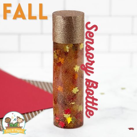 Preschool Fall Theme Activities, Fall Sensory Bottles, Leaves Sensory, Farm Sensory Bin, Autumn Preschool Theme, Calm Down Jar, Sensory Activities For Preschoolers, Fall Sensory, Preschool Sensory