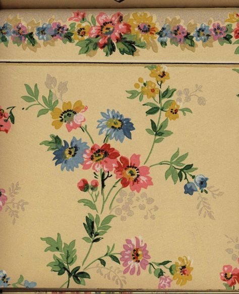 1940 Wallpaper, 1940s Wallpaper, French Wallpaper, Floral Wallpapers, African Pattern Design, Old Patterns, 60s Floral, Paintable Wallpaper, Antique Wallpaper