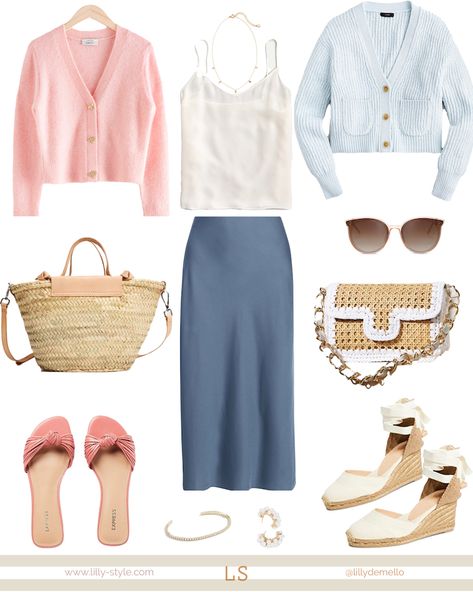 Six Summer Outfits to keep you looking chic ~ Lilly Style Light Summer Casual Outfits, Soft Summer Summer Outfits, Light Summer Style Outfit, Soft Summer Style Outfits, Soft Summer Outfits Wardrobes, True Summer Outfits Inspiration, Light Summer Palette Outfits, Spring Light Outfits, House Of Colour Summer Outfits