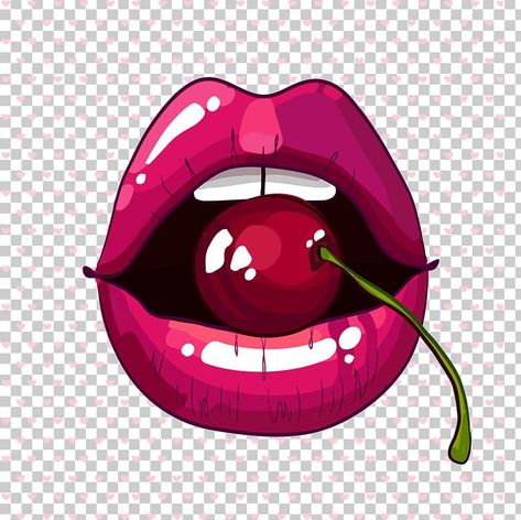 Lips Cartoon Drawing, Drawing Pop Art, Lips Cartoon, Cartoon Mouth, Smile Png, Mouth Painting, Cherry Drawing, Cherries Painting, Cartoon Mouths