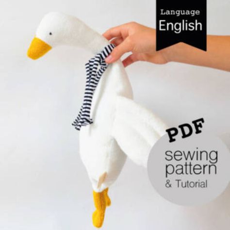 Goose Sewing Pattern, A Real Friend, Plush Pattern, Cuddly Toy, Online Pattern, To Be Loved, Sewing Toys, Fabric Dolls, Baby Sewing