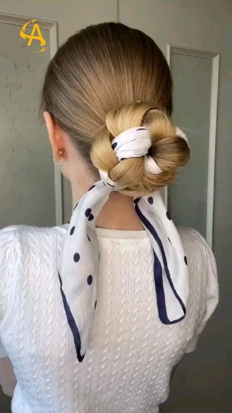 10 Trendy Bun Haircuts You Need to Try Now Beach Hairstyles For Long Hair, Hair Scarf Styles, Shorthair Hairstyles, Easy Hair Updos, Ribbon Hairstyle, Peinados Fáciles Para Cabello Corto, Hair Tutorials For Medium Hair, Hair Summer, Hair Up Styles