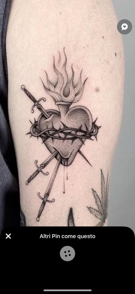 Heart Barbed Wire Tattoo, Heart Barbed Wire, Barbed Wire Tattoo, Sacred Heart Tattoo, Wire Tattoo, Catholic Tattoos, Barbed Wire Tattoos, Sacred Tattoo, Traditional Black Tattoo