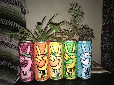 Peace tea planters✌🏻 Peace Tea, Tea Room Decor, Tea Crafts, Monster Crafts, Hippy Room, Chill Room, Indie Room Decor, Ornament Ideas, Indie Room