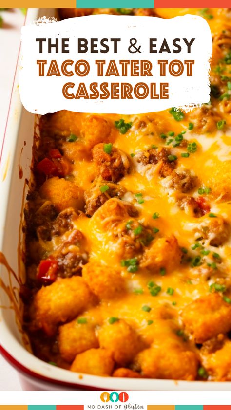 Taco Tater Tot Casserole Mexican Tater Tot Casserole, Tot Casserole Recipes, Best Tater Tot Casserole, Easy Tater Tot Casserole, Tater Tot Hotdish, Easy Tater Tots, Tater Tot Casserole Recipe, Beef Mushroom, Tater Tot Casserole Recipes