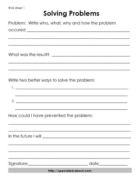 3 Problem Solving Think Sheet for Students Zones Of Regulation Activities, Regulation Activities, In School Suspension, Think Sheets, Think Sheet, Problem Solving Worksheet, Conduct Disorder, Counseling Worksheets, Zones Of Regulation