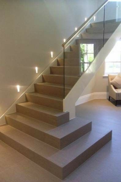 Dream House Modern, Stairs Lighting, Straight Stairs, Stair Makeover, Building Stairs, Escalier Design, Stairs Architecture, Stairs Design Modern, Stair Case