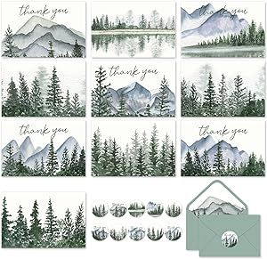 Forest Invitation, Tattoo Fixes, High School Art Projects, Watercolor Forest, Christmas Tree Painting, Mountains Landscape, Mountain Forest, Blank Notes, Watercolor Christmas Cards