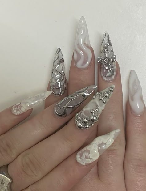 Ethereal Nails Almond, Texture Nails, Grunge Nails, Pretty Gel Nails, Soft Nails, Prom Nails, Dream Nails, Funky Nails, Pretty Acrylic Nails