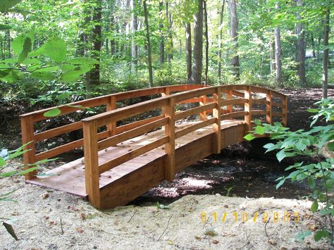 Wooden Garden and Pond bridges can be used as a trail bridges Bridge Railing Ideas, Yard Bridge, Garden Bridge Design, Backyard Bridges, Pond Bridge, Outdoor Walkway, Wooden Bridge, Garden Pond, Bridge Design