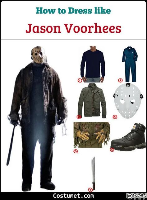 Jason Voorhees Costume for Cosplay & Halloween 2020 Female Jason Voorhees Cosplay, Jason Outfit Halloween, Jason Costume Men, Jason Voorhees Couple Costume, Horror Cosplay Men, Diy Jason Costume, Jason Friday The 13th Costume, Freddy Vs Jason Costume, Friday The 13th Costumes