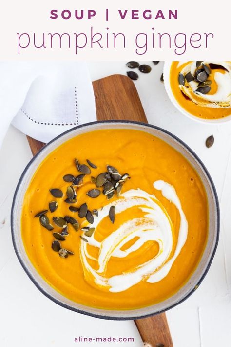 Cold Pumpkin Soup, Pumpkin Ginger Soup Recipe, Pumpkin Ginger Soup, Pumpkin And Ginger Soup, Vegan Pumpkin Soup, Dairy Free Pumpkin, Ginger Soup, Vegetarian Nutrition, Soup Healthy