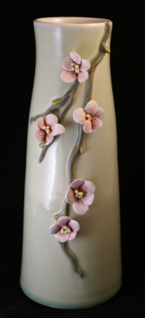 Cherry Blossom Vase, Franz Collection, Flower Vase Design, Clay Studio, Clay Crafts Air Dry, Clay Vase, Cherry Blossom Flowers, Flower Therapy, Ceramics Pottery Art