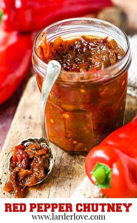 Instant Pot Chutney Recipes, Red Bell Pepper Chutney, Capsicum Relish Recipes, Bell Pepper Chutney, Pepper Chutney Recipes, Roasted Red Pepper Relish, Chili Chutney Recipe, Best Chutney Recipe, Red Pepper Chutney