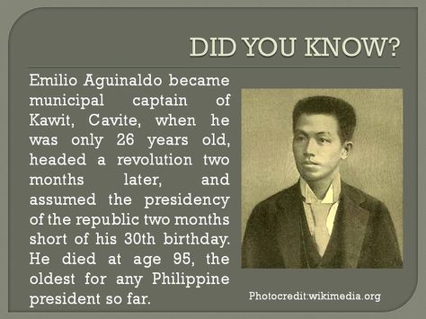 Emilio Aguinaldo was a proactive young leader! https://www.facebook.com/caviteilove Emilio Aguinaldo, Tourist Spots, The Republic, Philippines, Did You Know, Old Things, History, Memes, Quick Saves