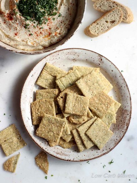 Low Carb Paleo Almond Flour Crackers with Sesame Seeds | Low Carb Maven Paleo Crackers Recipe, Low Carb Crackers Recipes, Almond Flour Crackers, Sesame Crackers, Paleo Crackers, Low Carb Crackers, Almond Flower, Low Carb Maven, Low Carb Meal Prep