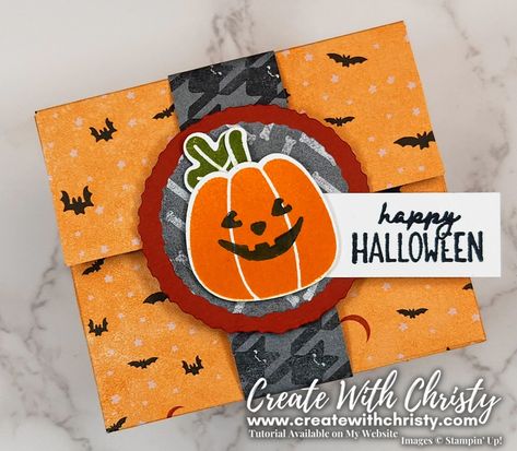 12 Weeks of Fall & Halloween 2023 - Week #4 [Create With Christy] Halloween Candy Crafts, Halloween Treat Bags Diy, Halloween Treat Holders, Diy Crafts Tutorials, Fall Paper Crafts, Christmas Treats Holders, Halloween Treat Boxes, Halloween Paper Crafts, Halloween And Fall