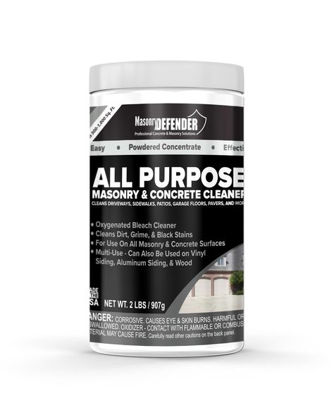 PRICES MAY VARY. Safe & Effective Oxygenated Bleach Cleaner for Concrete Driveways, Sidewalks, Patios, Garage Floors, Pavers, & More Cleans Dirt, Grime, and Black Stains Easy to Use Powdered Concentrate Cleans 500-1,000 Sq. Ft. (Mix with water to make 5 gallons of cleaning solution) Cleans & Preps Masonry & Concrete Surfaces Before Applying MasonryDefender Sealers MasonryDefender All-Purpose Masonry & Concrete Cleaner cleans most exterior, above-grade concrete surfaces including residential driv Concrete Driveway Sealer, Brick Sealer, Paver Sealer, Concrete Cleaner, Driveway Sealer, Garage Floors, Painted Concrete, Concrete Block, Concrete Driveways