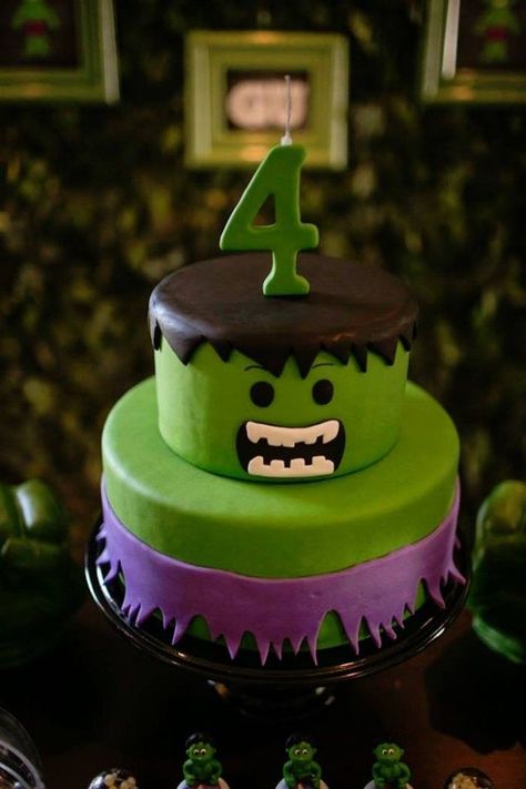 Hulk Themed Birthday Party, Hulk Birthday Cakes, Hulk Birthday Parties, Hulk Party, Marvel Birthday Party, Hulk Birthday, Avenger Birthday Party, Avengers Birthday, Superhero Cake