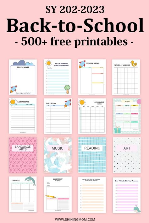 Planner Categories, Free School Planner Printables, Free School Planner, School Planner Printables, Free School Printables, Back To School Planner, School Agenda, Free Calendars, Assignment Planner