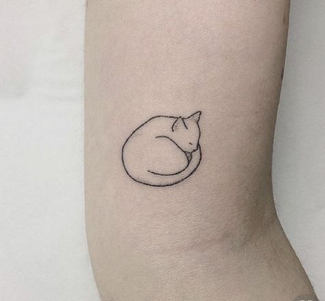 Cat Tattoo Designs Simple, Small Cat Tattoo Simple, Fashionable Tattoos, Small Cat Tattoo, Cat Outline Tattoo, Tattoo Memorial, Cat Tattoo Ideas, Cat Tattoo Simple, See Tattoo