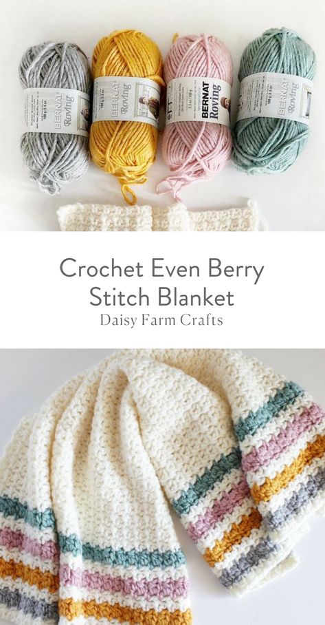 Double Crochet Two Together, Berry Stitch, Daisy Farm Crafts, Daisy Farm, Stitch Blanket, Crochet For Beginners Blanket, Farm Crafts, Manta Crochet, Haken Baby