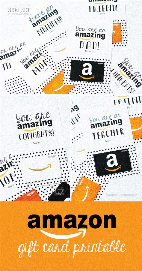 Amazon Gift Card Printables | Perfect for Father's Day, Mother's Day, Birthdays, Teacher Gift, Graduation Gift, and Gifts for Friends – Short Stop Designs Amazon Card, Gift Card Template, Free Amazon Gift Card, Printable Gift Cards, Get Gift Cards, Diy Gift Card, Itunes Gift Cards, Free Amazon, Amazon Gift Card Free