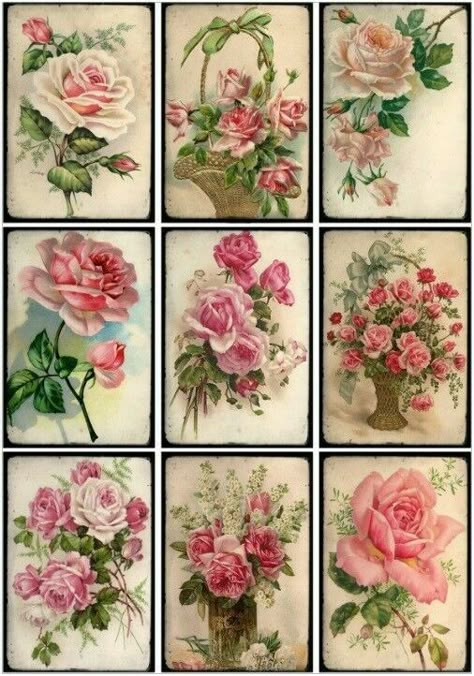 Decoupage Paper Printable, Decoupage Printables, طابع بريدي, Free Vintage Printables, Cabbage Rose, Decoupage Vintage, Card Toppers, Vintage Junk Journal, Digital Collage Sheets