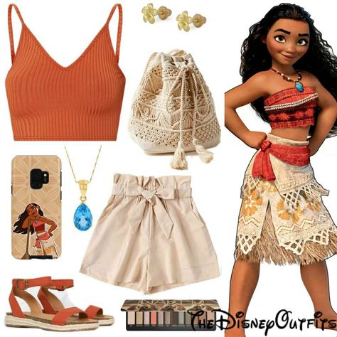 Moana Inspired Outfits For Women, Modern Moana Outfit, Moana Themed Outfit, Moana Outfit For Women, Disneybound Women, Moana Outfit Ideas, Moana Inspired Outfits, Epcot Disneybound, Moana Disneybound