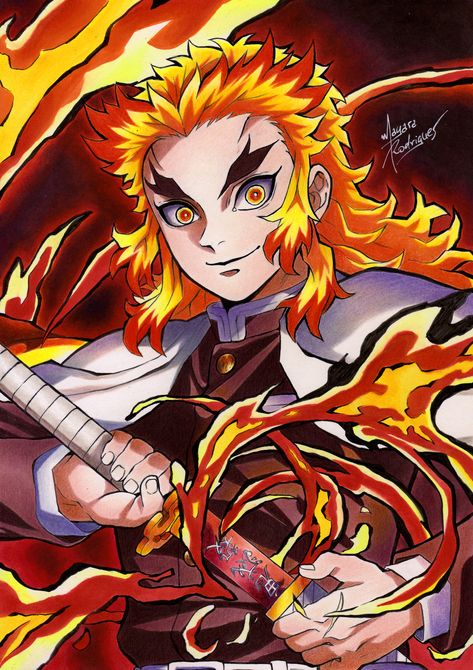 Rengoku Kyoujurou, Sci Fi Anime, Rengoku Kyojuro, Anime Character Drawing, Anime Sketch, Slayer Anime, Tattoo Sketches, Otaku Anime, 그림 그리기