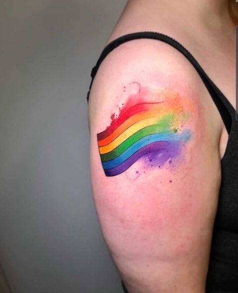 Pride Makes a Big Splash Lgbtq Tattoos, Gay Pride Tattoos, Gay Tattoos, Watermelon Tattoo, Lgbt Tattoo, Gay Tattoo, Pride Tattoo, Parent Tattoos, Rainbow Tattoos