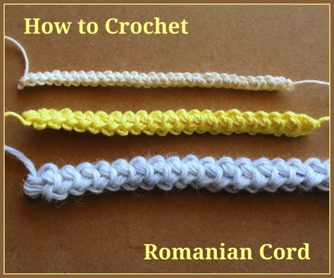 A Romanian Cord adds makes for a beautiful tie or embellishment. Learn how to crochet a Romanian Cord. Crochet Cords, Mochila Crochet, Diy Sy, Romanian Lace, Crochet Jewellery, Crochet Cord, Mini Crochet, Crochet Tips, Point Lace