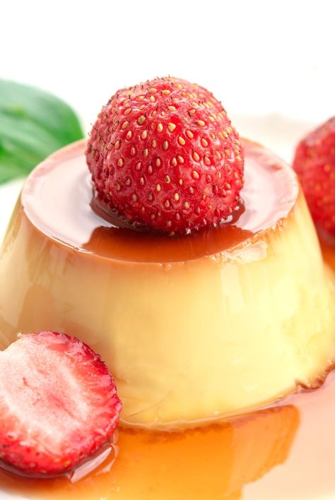 Discover a delightful twist on the classic flan with our Strawberry Flan Recipe. Creamy custard, sweet caramel, and vibrant strawberries combine to create a luscious dessert. Strawberry Flan, Flan Recipes, Homeschool Meals, Summer Chicken Recipes, Caramel Desserts, Flan Recipe, Kid Friendly Snack, Strawberry Topping, Custard Recipes