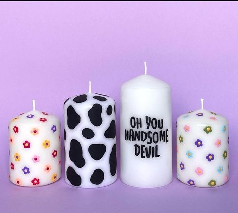 Room Inspiration Cottagecore, Painted Pillar Candles, Quote Candles, Fruity Ice Cream, Diy Candle Art, Candle Workshop, Candle Factory, Diy Candles Homemade, Cottagecore Y2k