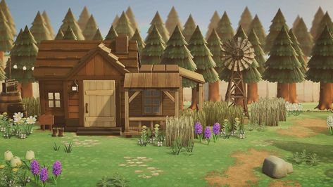 Rural Animal Crossing, Animal Crossing Decor, Animal Crossing House, Cottagecore Acnh, Acnh Inspo, Rural Retreats, Island Ideas, Oak Park, House In The Woods