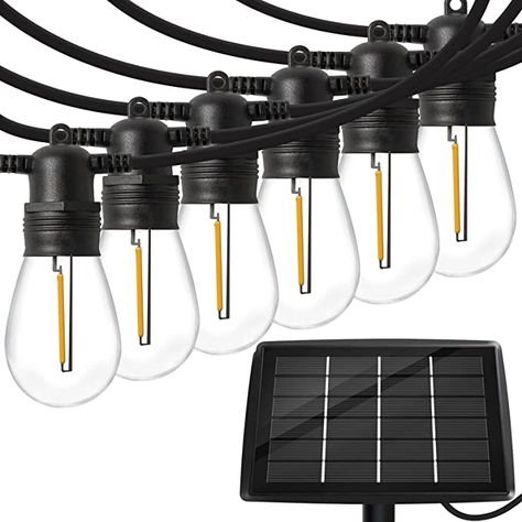 Solar Lights Outdoor String Lights -50FT Vintage Edison 2W Shatterproof Bulbs Commercial Grade Weatherproof Strand (50ft) - - Amazon.com Solar Patio Lights, Solar Lights Outdoor, Outdoor String Lights, Solar String Lights Outdoor, Patio String Lights, Vintage Edison Bulbs, Backyard Porch, Porch Garden, Solar String Lights