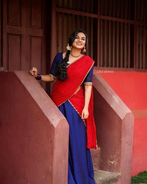 Simple Plain Half Sarees, Plain Half Saree, Plain Half Saree Designs, Simple Dhavani, Simple Half Saree Designs South Indian, Simple Half Saree, Pavadai Thavani, Half Saree Designs South Indian, Lakshmi Nakshatra