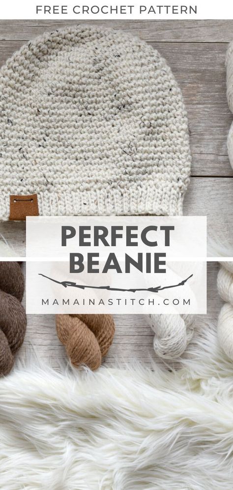 This is a great beanie and the hat has a perfect fit! It's easy enough for beginners too! #freepattern #handmade Free Crochet Beanie Pattern, Crochet Beanie Pattern Free, Beanie Outfit, Easy Crochet Hat, Crochet Hat Free, Bonnet Crochet, Crochet Beanie Pattern, Crochet Hats Free Pattern, Crochet Cap