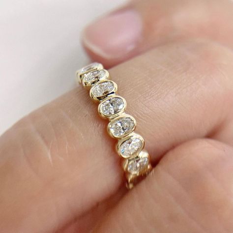 Stackable 14k Gold Eternity Band, Gold Stackable Thick Band, Luxury 14k Gold Stackable Rings With Bezel Setting, 14k Gold Eternity Band With Bezel Setting For Wedding, Yellow Gold Eternity Band With Bezel Setting, Gold Anniversary Bands, Stackable Engagement Ring, Stacked Wedding Bands, Stackable Wedding Bands