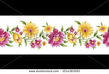 Flower Lace Border, Digital Border, Illustration Colorful, Suits Punjabi, Colorful Borders, Flower Stock, Borders Design, Baby Garments, Digital Borders Design