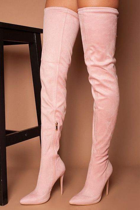 Pink Thigh High Boots, Leather Boots Outfit, High Heel Boots Outfit, Womens Thigh High Boots, High Boots Outfit, Thigh High Boots Heels, Pink Boots, Cute Boots, Heels Boots