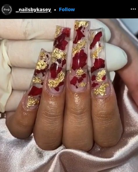 Rose Encapsulated Nails, Gold Encapsulated Nails, Encapsulated Nails, Dope Nails, Flower Petals, Beauty Nails, Rose Flower, Nail Ideas, Girly Things