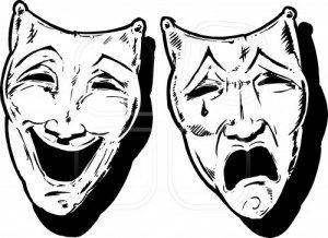 Happy/Sad - Complementary Theater Mask Tattoo, Acting Masks, Theatre Faces, Drama Masks, Tragedy Mask, Opera Mask, Emotion Faces, Mask Drawing, Theatre Masks