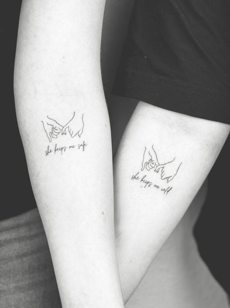 Matching Tattoos Sisters Meaningful, Tattoo Brother And Sister, Meaningful Sister Tattoos, Bestie Tats, Matching Bff Tattoos, Fusion Studio, Maching Tattoos, Ma Tattoo, Cute Couple Tattoos