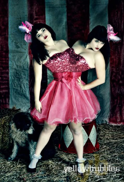 Circus - Siamese Twins by TemiraYellowBubbles.deviantart.com on @deviantART Yellow Bubbles, Styled Photo Shoots, Siamese Twins, Bubbles Photography, Circus Freaks, Styled Photoshoot, Strange People, Human Oddities, Conjoined Twins