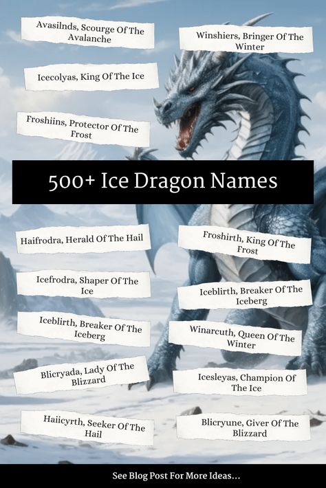 Stuck in a blizzard of indecision when it comes ice dragon names? Our Ice Dragon Name Generator is here to break the ice. Names That Mean Ice, Ice Mythical Creatures, Ice Dragon Art, Ice Names, Dragon Names Generator, Elf Name Generator, Poem Inspo, Dystopian Writing Prompts, Title Generator